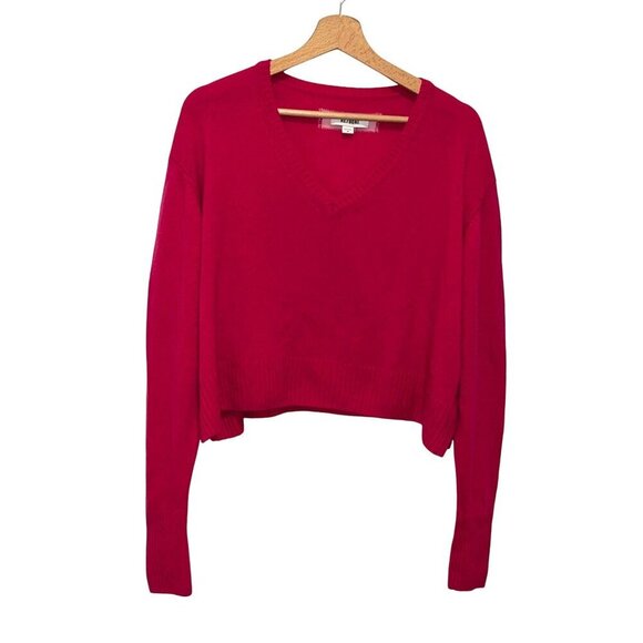 Re/Done Fushia  V-Neck Wool Cashmere  Pullover Sweater Women's Size M Medium - Picture 1 of 8